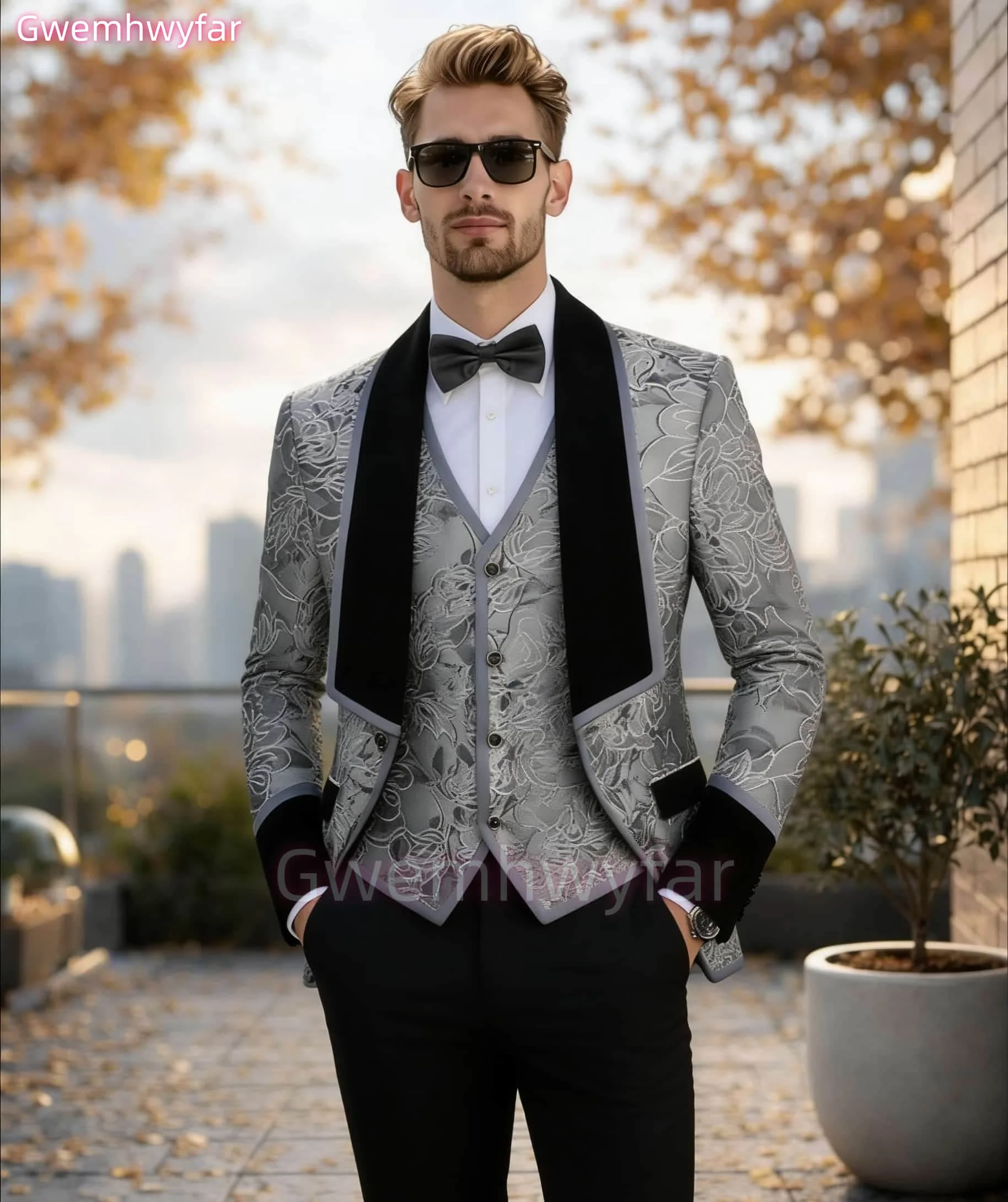 

Элитные мужские костюмы Gwenhwyfar на заказ: вельветовый пиджак с острыми лацканами, жилет и брюки — комплект из 3 предметов. Классический мужской костюм для свадьбы.