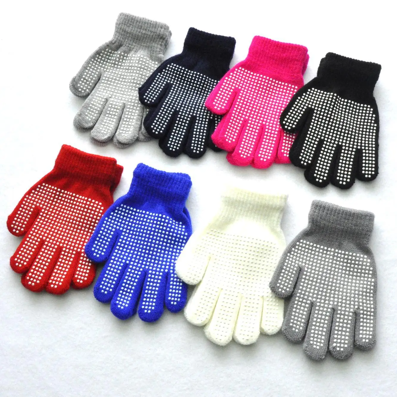 New 5-11Y Children Full Finger Anti Slip Winter Knitted Warm Gloves For Boys Girls Student Mittens Outdoor Cycling Skiing Gloves