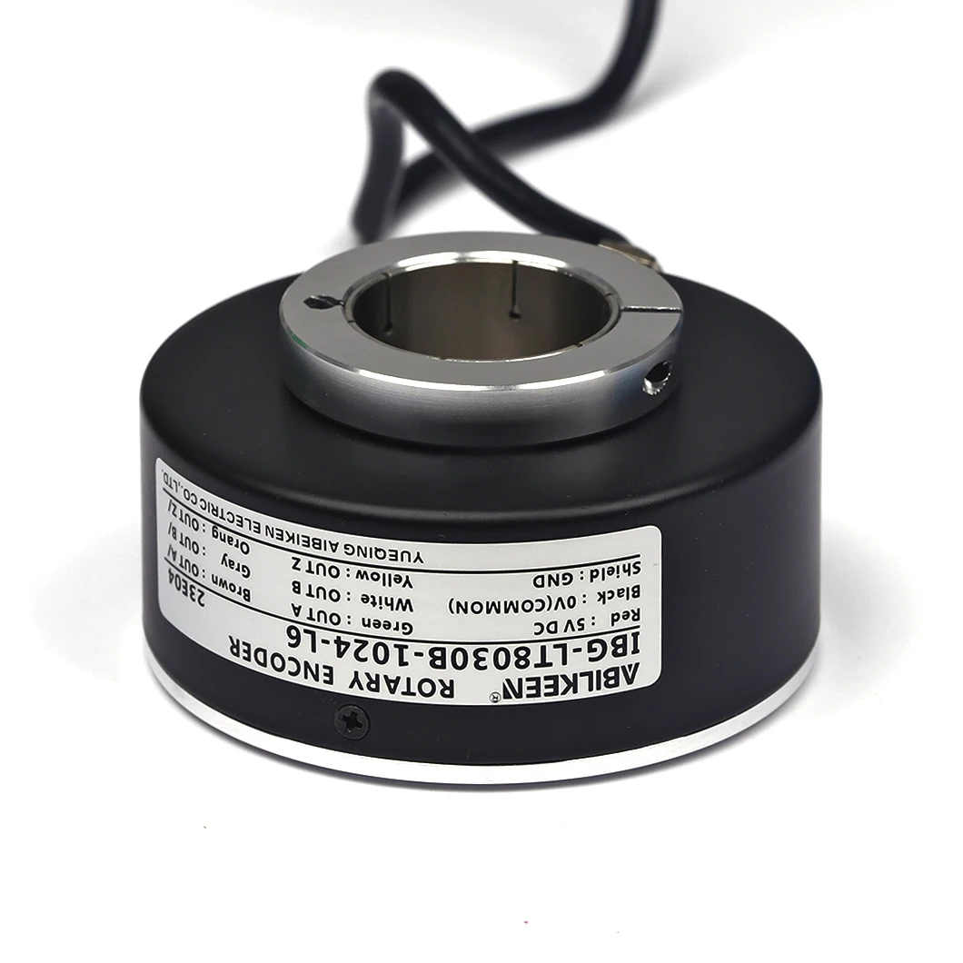 ABILKEEN Industrial Photoelectric Rotary Encoder 100MMOD with 30/45MM Through-Hole Shaft Incremental Rotary Endcoder 100~5000PPR