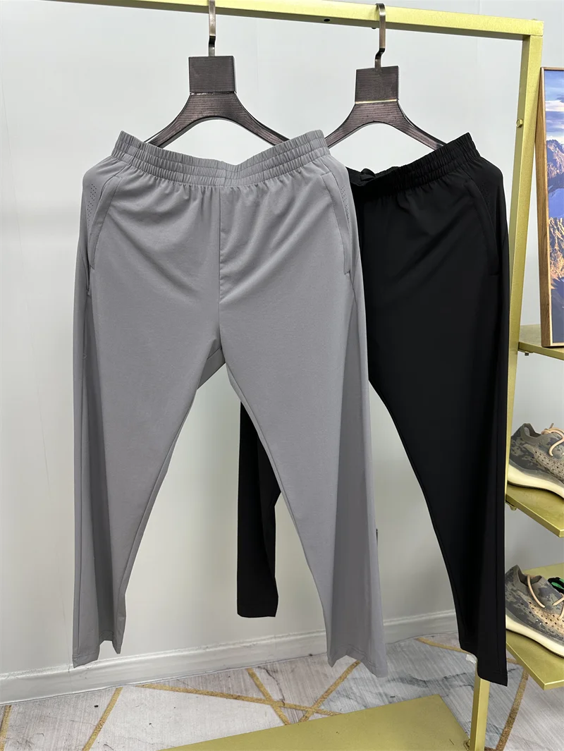 

Cool Breathable Qui Dry Outdoor High Elastic Sports Long Pants Men's Elastic Waist Ice Silk Casual Pants Spring Summer