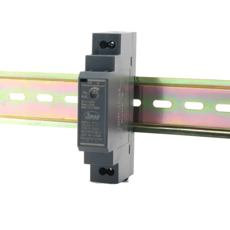 Din Rail Switching Power Supply 12V 24V 15W 30W 60W 100W 150W AC DC Industrial SMPS HDR Series CE RoHS for PLC Control