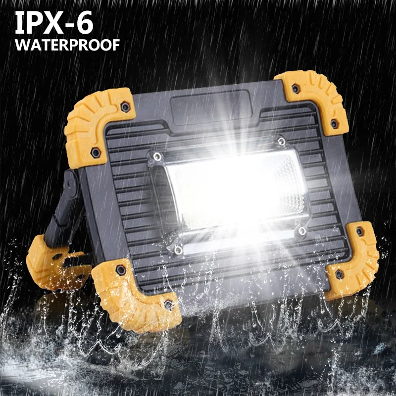 Lámpara de trabajo COB LED portátil, linterna impermeable, 4 modos, foco portátil de emergencia, reflector recargable para luz de Camping