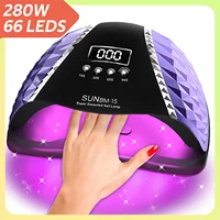 DianaBeauty-Lámpara LED UV para uñas, 66 LED, 280W, secador de uñas para curado de esmalte de Gel con Sensor automático, 4 ajustes de temporizador, herramientas de decoración de uñas