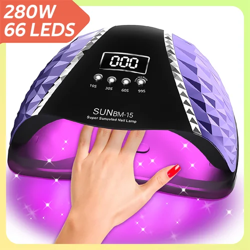 DianaBeauty-Lámpara LED UV para uñas, 66 LED, 280W, secador de uñas para curado de esmalte de Gel con Sensor automático, 4 ajustes de temporizador, herramientas de decoración de uñas
