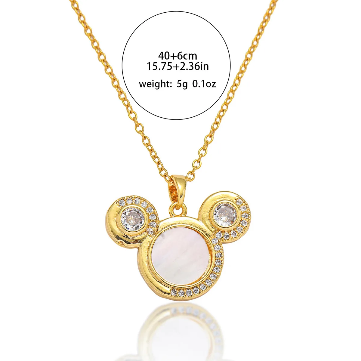 Stainless Steel Chain Disney Cute Shell Zircon Mickey Mouse Pendant Necklaces for Women Girls Fans Collar Accessory Jewelry Gift