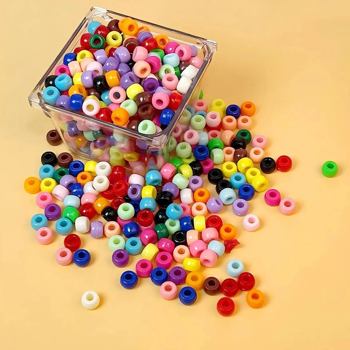 500 sztuk kucyk cukierki kolorowe plastikowe koraliki do tworzenia biżuterii DIY zaplatanie włosów, bransoletka naszyjnik rękodzieło mała firma — zdjęcie 6