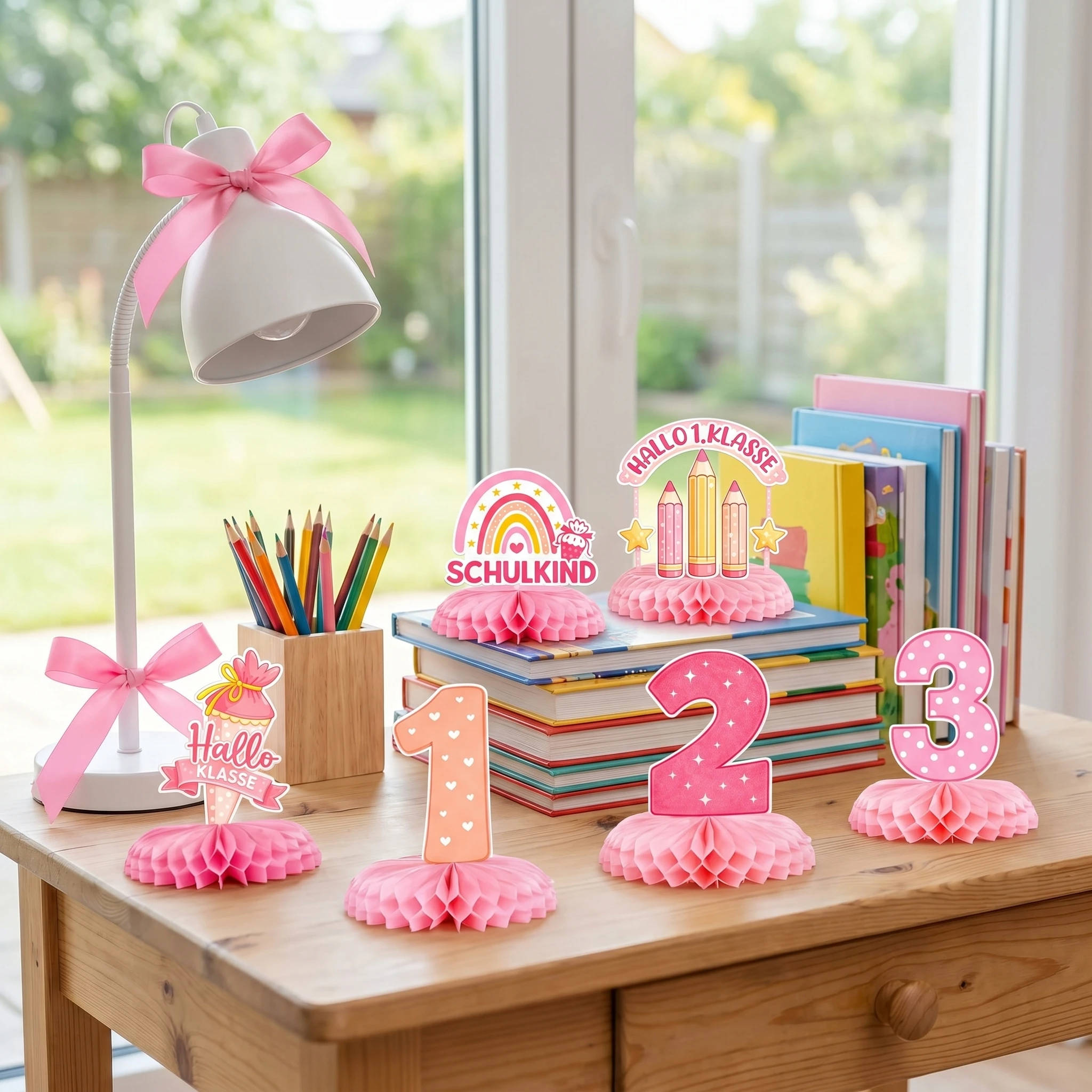 6Pcs Pink Rainbow Schulkind 12 - Desk Setup Girl recension och pris