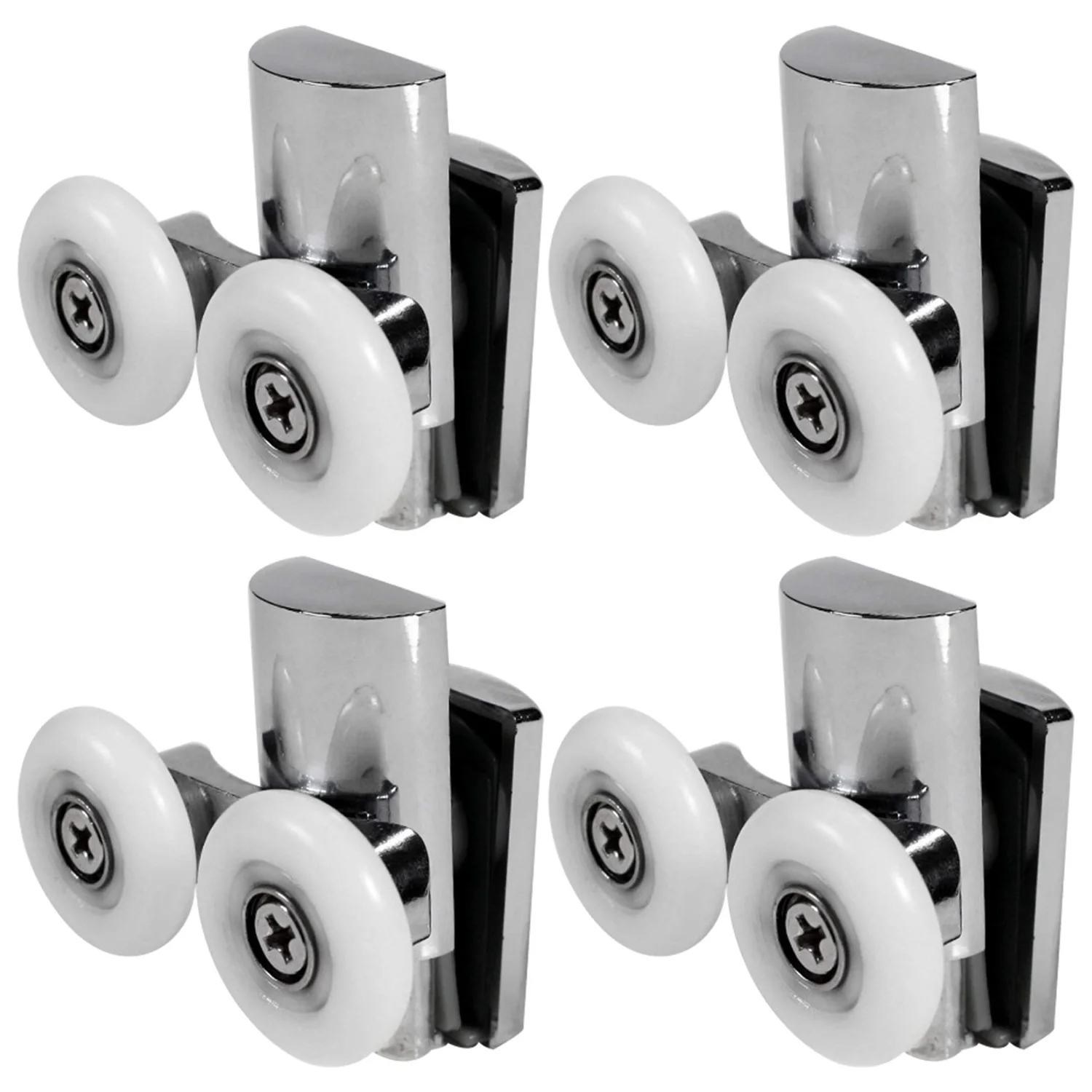 4Pcs Shower Door Wheels 23mm Shower Door Rollers Heavy Duty Zinc Alloy Dual Wheel for Both Flat Sliding Shower Doors