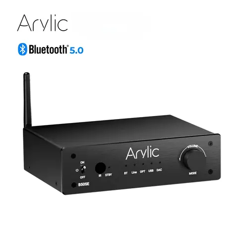 Arylic B50 SE Bluetooth 스테레오 50W x 2 오디오 증폭기 수신기 가정용 스피커용 2.1 채널 미니 클래스 D 통합 앰프