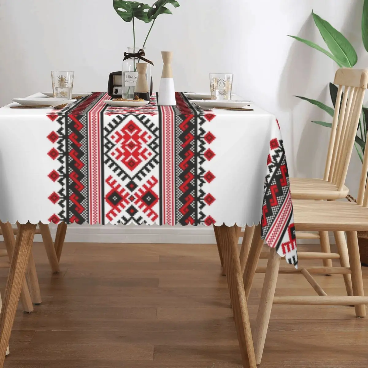 Rectangular Waterproof Oil-Proof Ukraine Vyshyvanka Embroidery Tablecloth Table Cover 45\