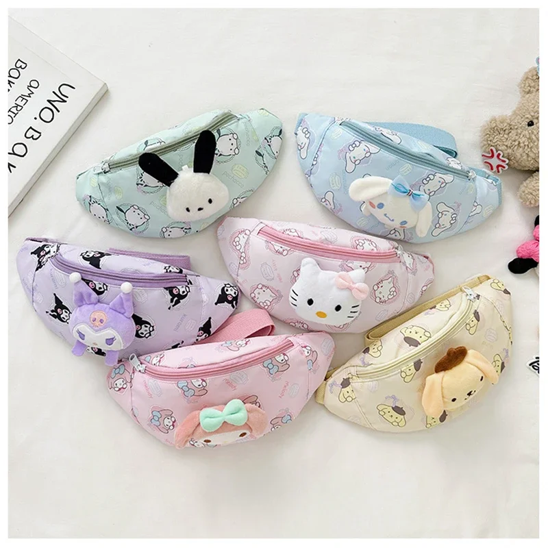 Miniso sanrio olá kitty saco do mensageiro bonito dos desenhos animados kuromi cinnamoroll moda sair jogar bolsa de ombro menina & criança presente do feriado