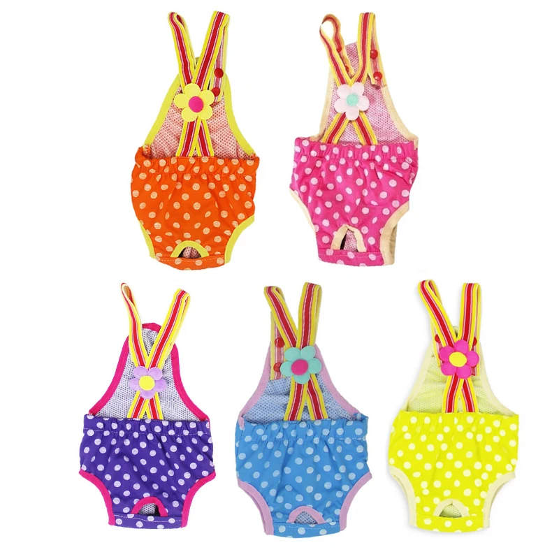 Diaper Dog Sanitary Pantie with Suspender Washable Reusable Puppy Sanitary Panties Polka-Dot Dog Underwear Diaper for Girl Dogs