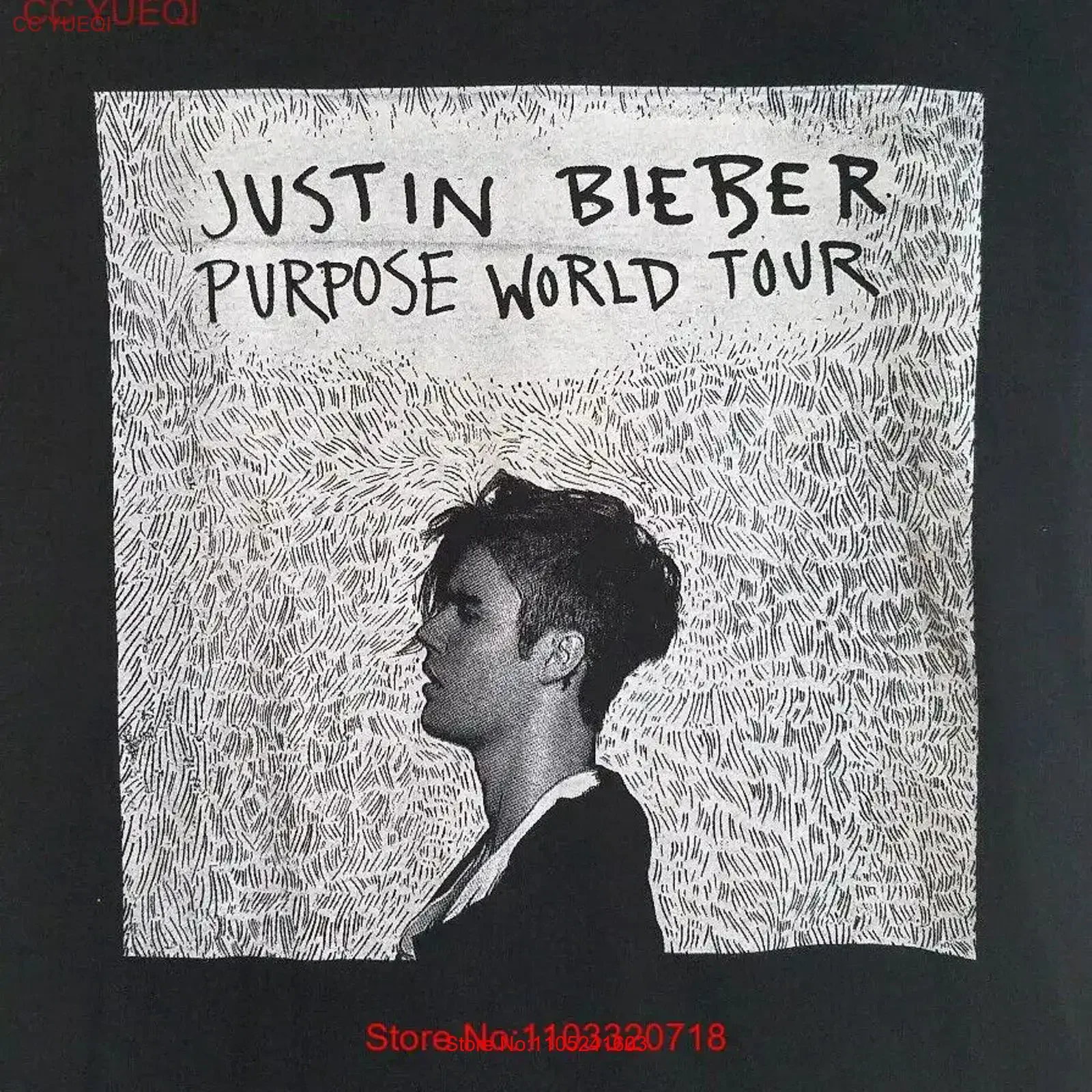 

JUSTIN BIEBER Purpose 2016 World Tour Concert T Shirt S Black Dance Pop Music vintage Washed Casual homme Top For Everyday Wear