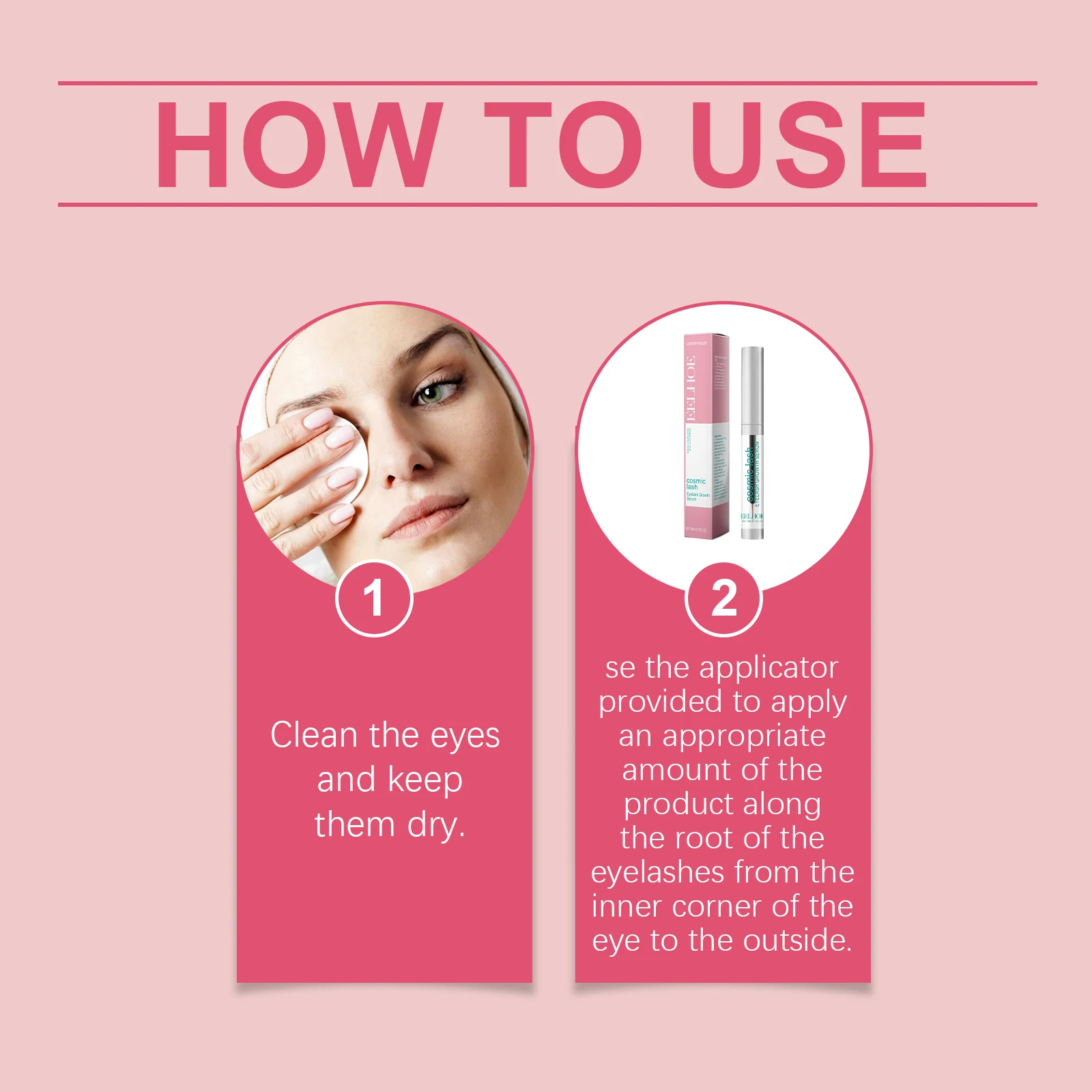 Eelhoe Wimpern-Augenbrauen-Pflegeflüssigkeit-Set, langlebig, dicker, leicht zu tragen, verbessern die Verlängerung, wasserfestes Make-up, Wimpernwachstumsserum
