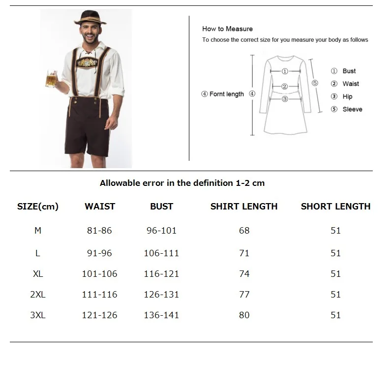 Disfraz de Bavaria Oktoberfest para hombre, Dirndl, Lederhosen, cerveza, traje de fiesta de carnaval, vestido elegante