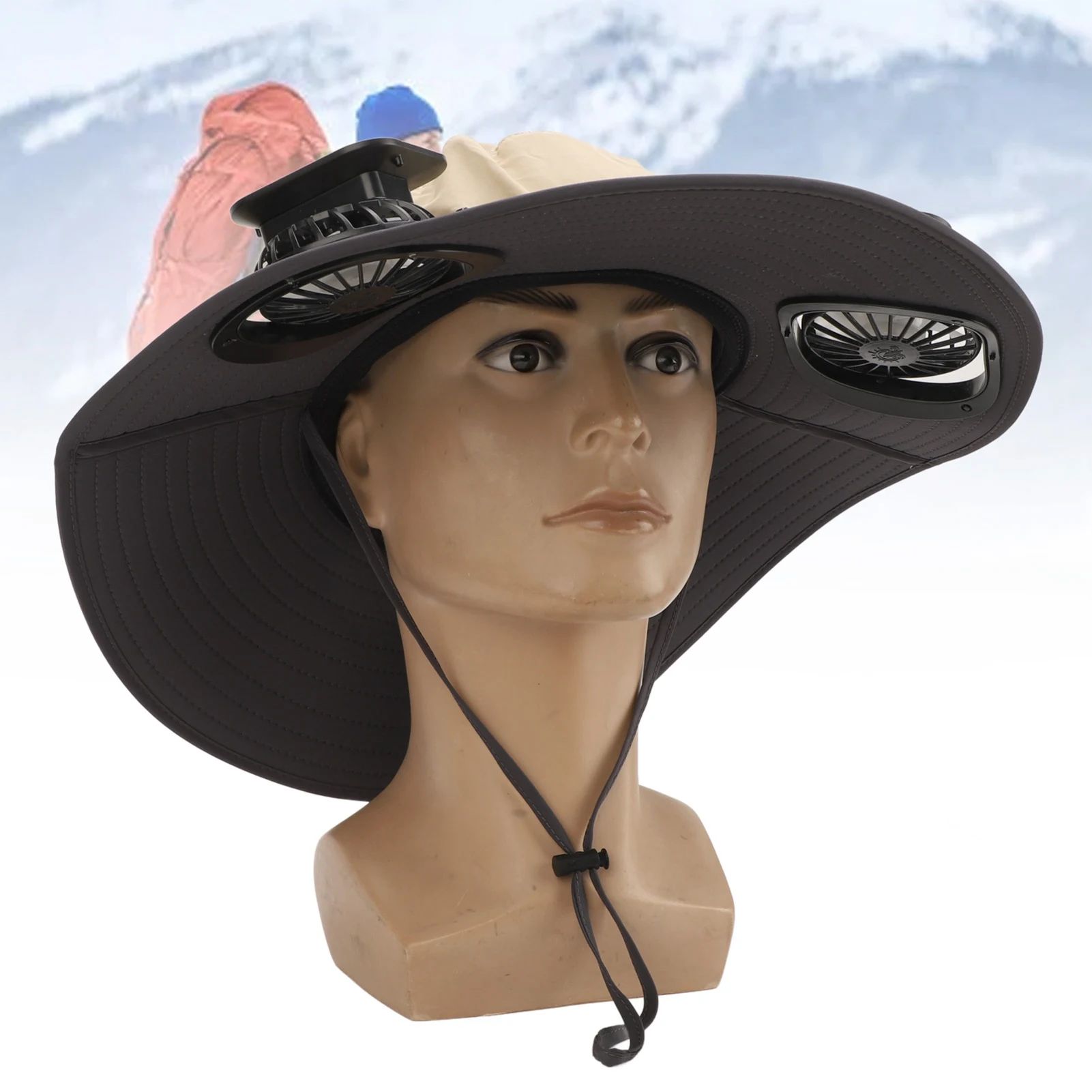 

Detachable Sun Fan Hat with 3 Speeds Adjustable UPF50 Breathable Wide Brim 2 Solar Fan for Men Khaki Nylon 56-60cm Head