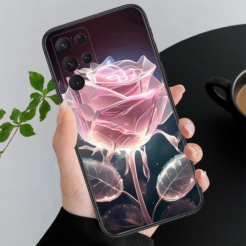 Purple Blue Pink Rose Phone Case For Samsung S24 S23 S22 S21 S20 Ultra S20 S22 S21 S23 S20 FE S24 Plus