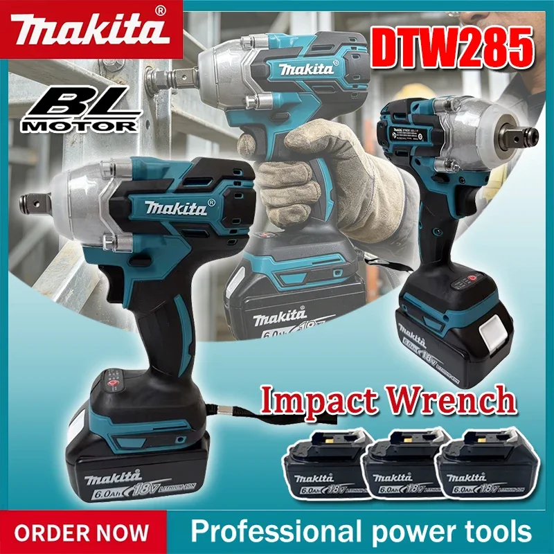 

Makita DTW285 Tools Impact Wrench Machine Brushless Cordless Electric Wrench High Torque Rechargable Tool For Makita 18V Battery