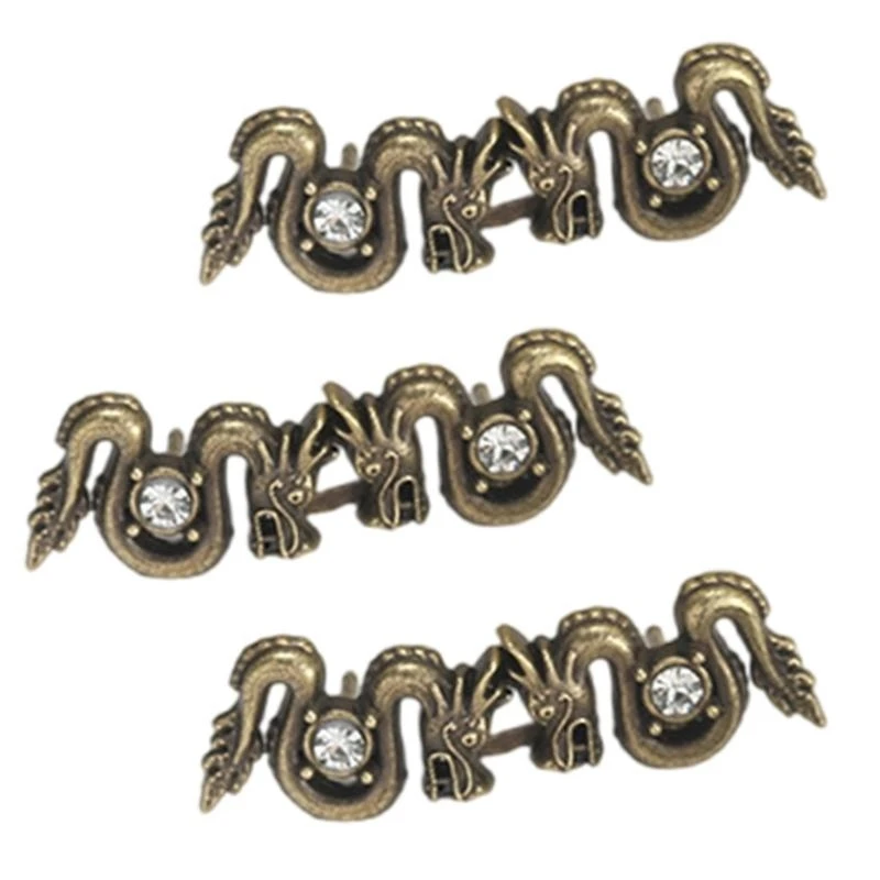 

652F 3Set Chinese Dragon Waist Buckle Cincher Clip Waist Brooch Hook for Jeans Pants Plated Waist Tightener Clip Waist Decors