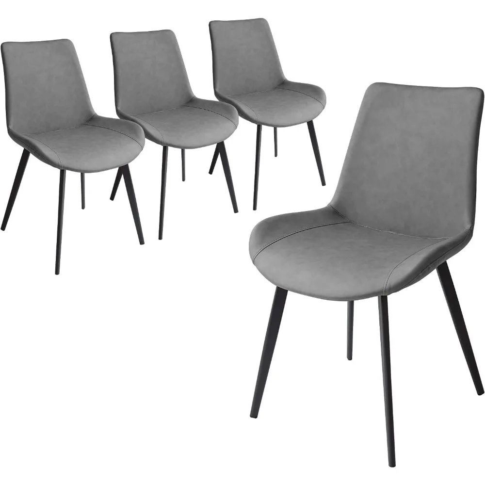 

Dining Chairs Set of 4, Modern Kitchen & Dining Room Chairs, Upholstered Faux Leather Cushion Seat and Sturdy Metal Legs with Er
