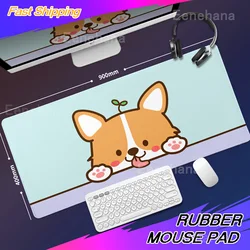 XXL Mousepad Cute Dog Mouse Pad Gamer Computer PC Large Desk Mat 900X400 Keyboard Pad Anime Shiba Inu Office Carpet Extended Rug