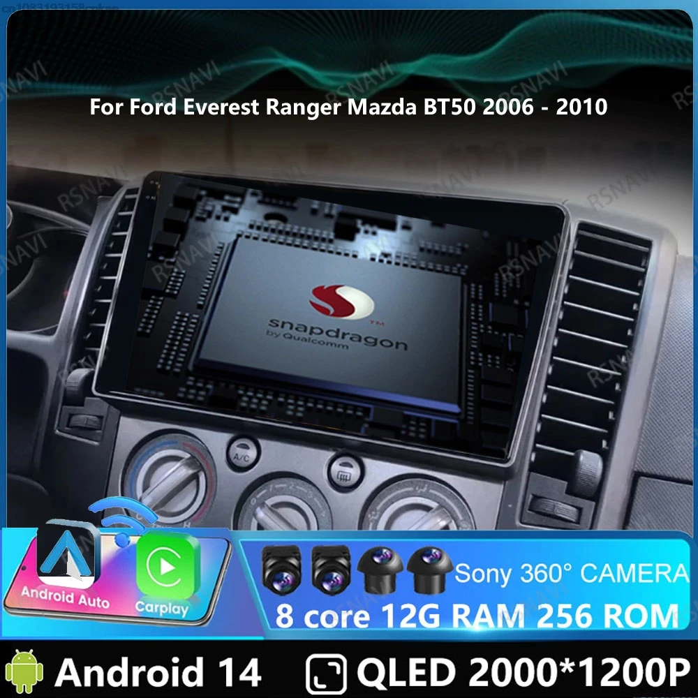 Car Radio Andoird 14 For Ford Everest Ranger Mazda BT50 BT-50 2006 2007 - 2010 Stereo Viedo Player Multimedia GPS 2 DIN 4G LTE