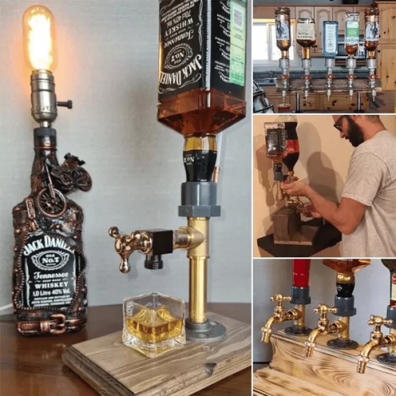 Wooden Liquor Dispenser Whiskey Cocktail Alcohol Faucet Drink Dispenser Station Beverage Wine Racks Bar Party Carnival Tools