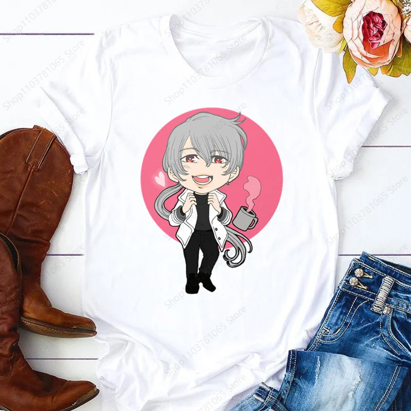 Maglietta Messenger mistica per donna maglietta Casual da donna a maniche corte maglietta Anime Cartoon per uomo stampata bianca Top donna Tees