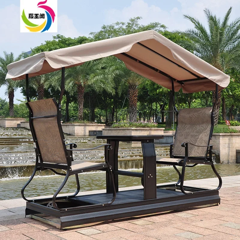 Outdoor garden courtyard four-person power rocking chair swing