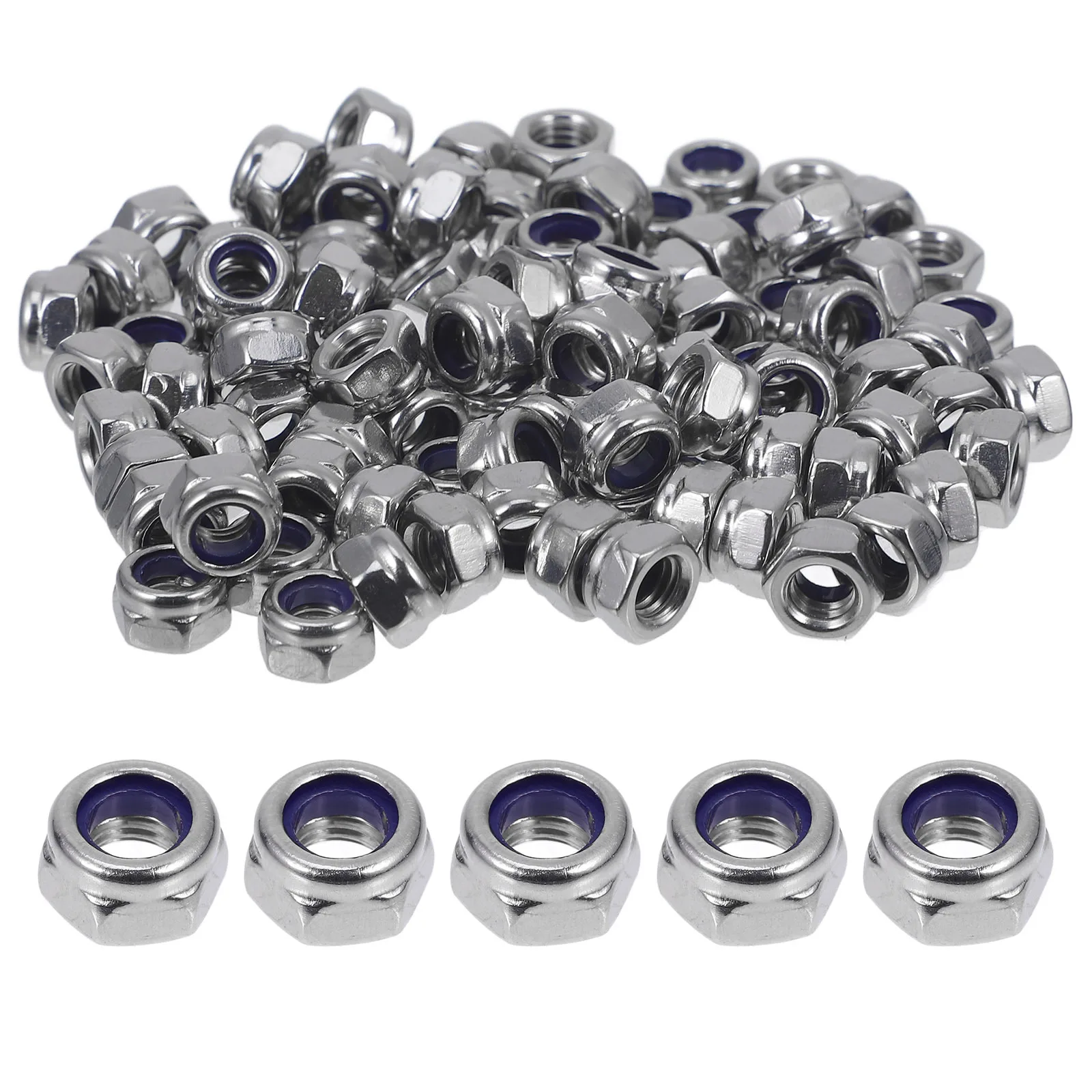 

100pcs Anti-Loose 304 Stainless Steel Hex Nuts Set For 304 Stainless Steel Nuts Machinery Electronics Fastening Hardware M5