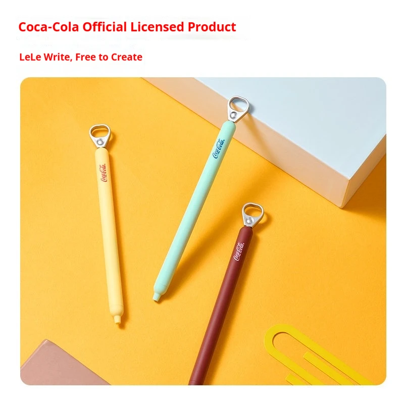 Długopis z mechanizmem pull-tab KACO x Coca-Cola, długopisy żelowe w stylu retro vintage, czarny tusz szybkoschnący 0,5 mm, estetyczny długopis wciskany do szkoły. — zdjęcie produktu 3