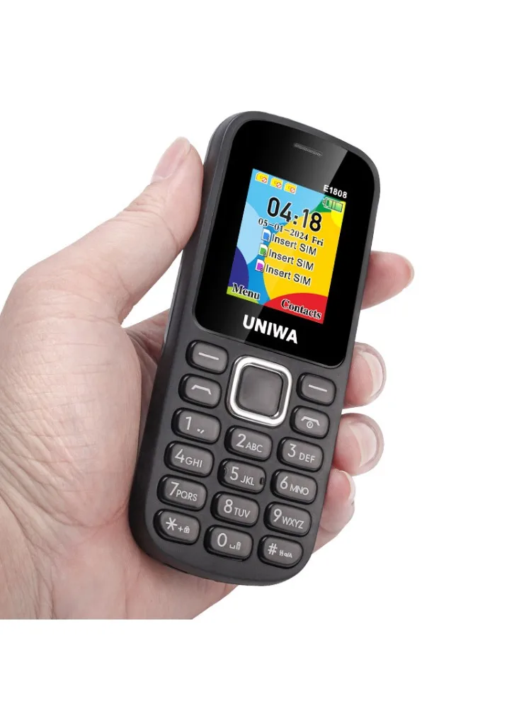 Telefon komórkowy UNIWA E1808 2G z klawiaturą, ekran 1.77”, przyciski, bateria 800mAh, telefon dla seniorów, bezprzewodowe radio, GSM, Bluetooth. — 2