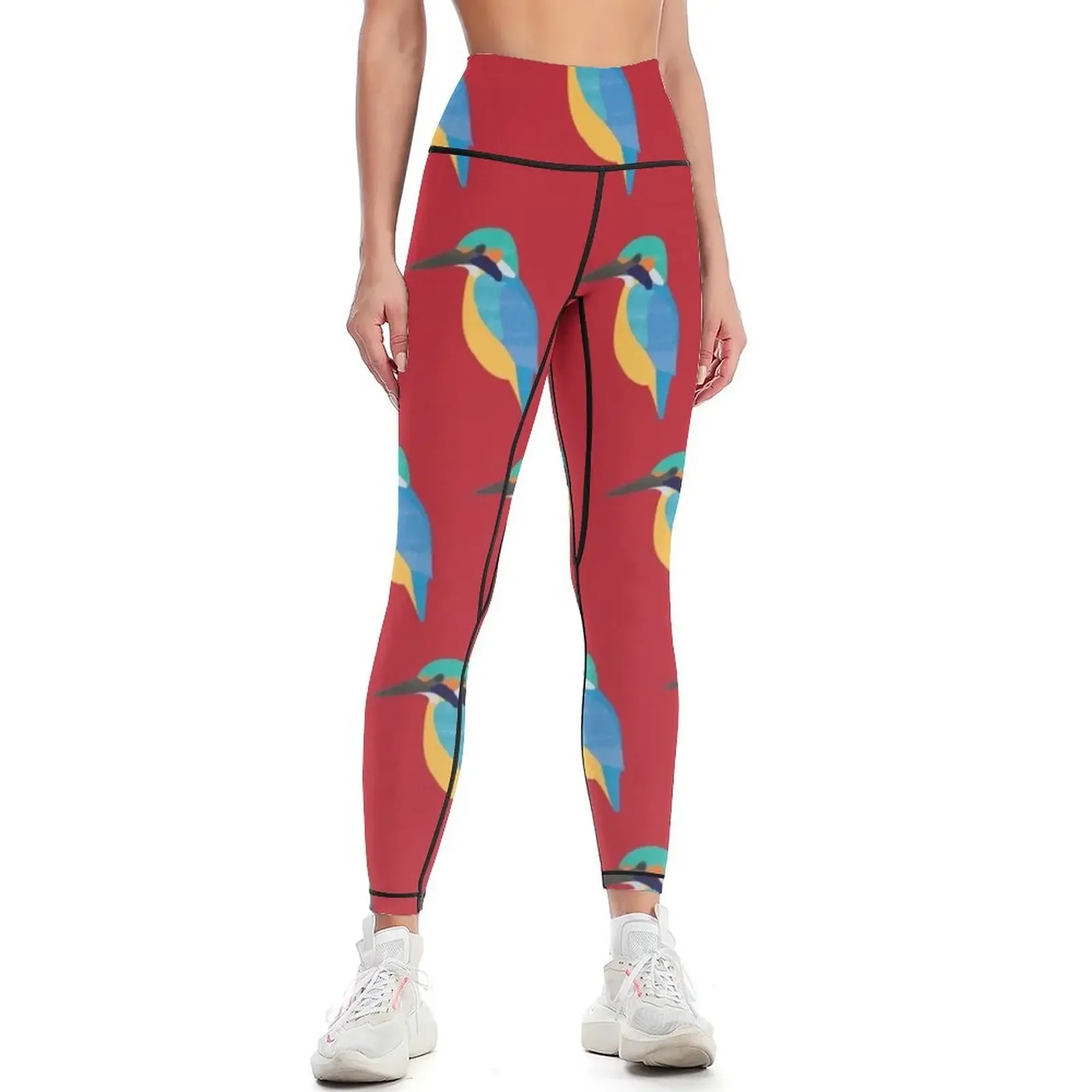 

Kingfisher On Red Leggings legging pants raises butt for physical sport legging joggers for Womens Leggings