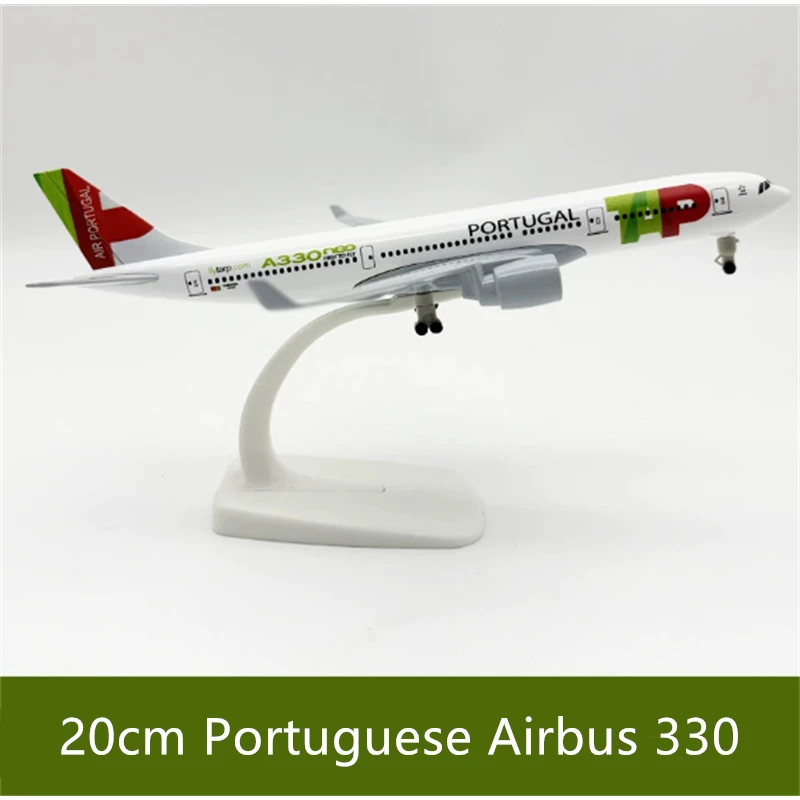 

20cm Diecast Alloy Portuguese Airlines Airbus 330 Aircraft Plane Model With Stand Landing Gear Model Toy Collection Display Fans
