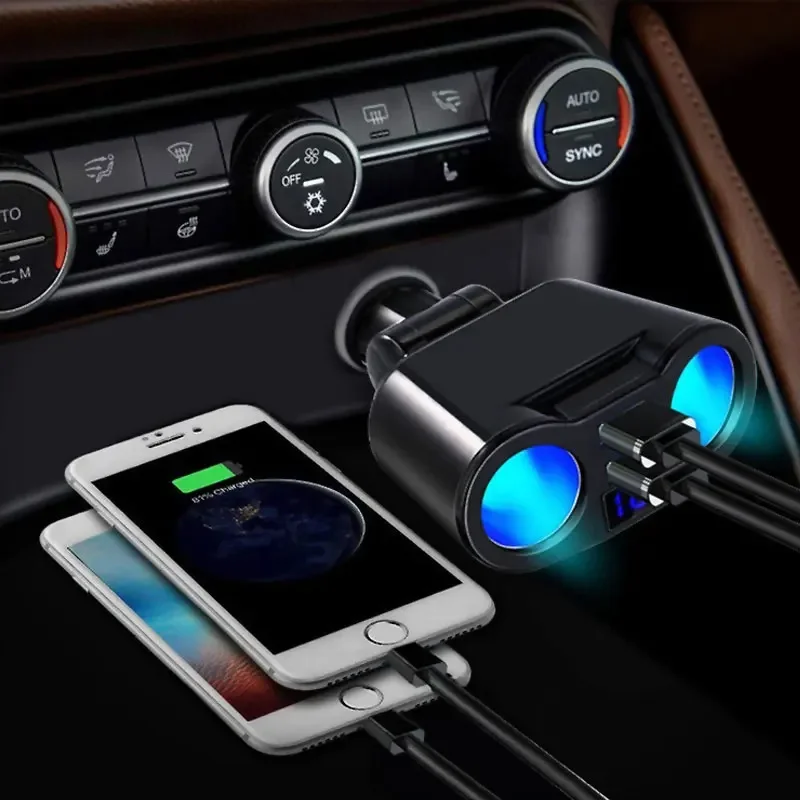 Auto Car Cigarette Lighter Socket Splitter Charger Dual USB Auto Cigarette Lighter Sockets Power Adapter Plug for Most Phone