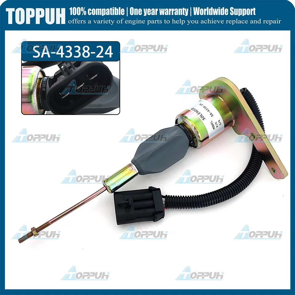 

24V SA-4338-24 Fuel Shutdown Solenoid Valve For Cummins Navistar 1820453C91 SA-4338-24