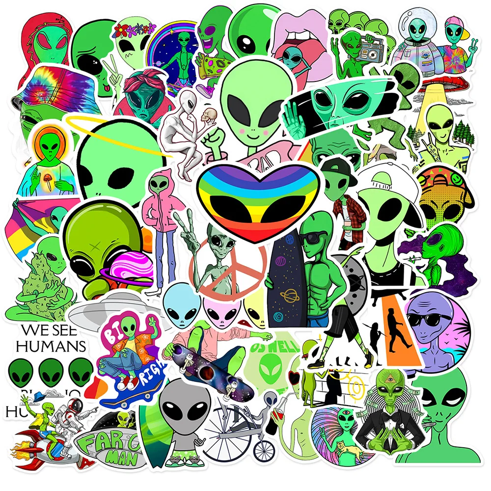 

10/30/50pcs Cartoon Alien Graffiti Stickers Decal Skateboard Laptop Phone Luggage Guitar Motorcycle Cool Waterproof Sticker Toy