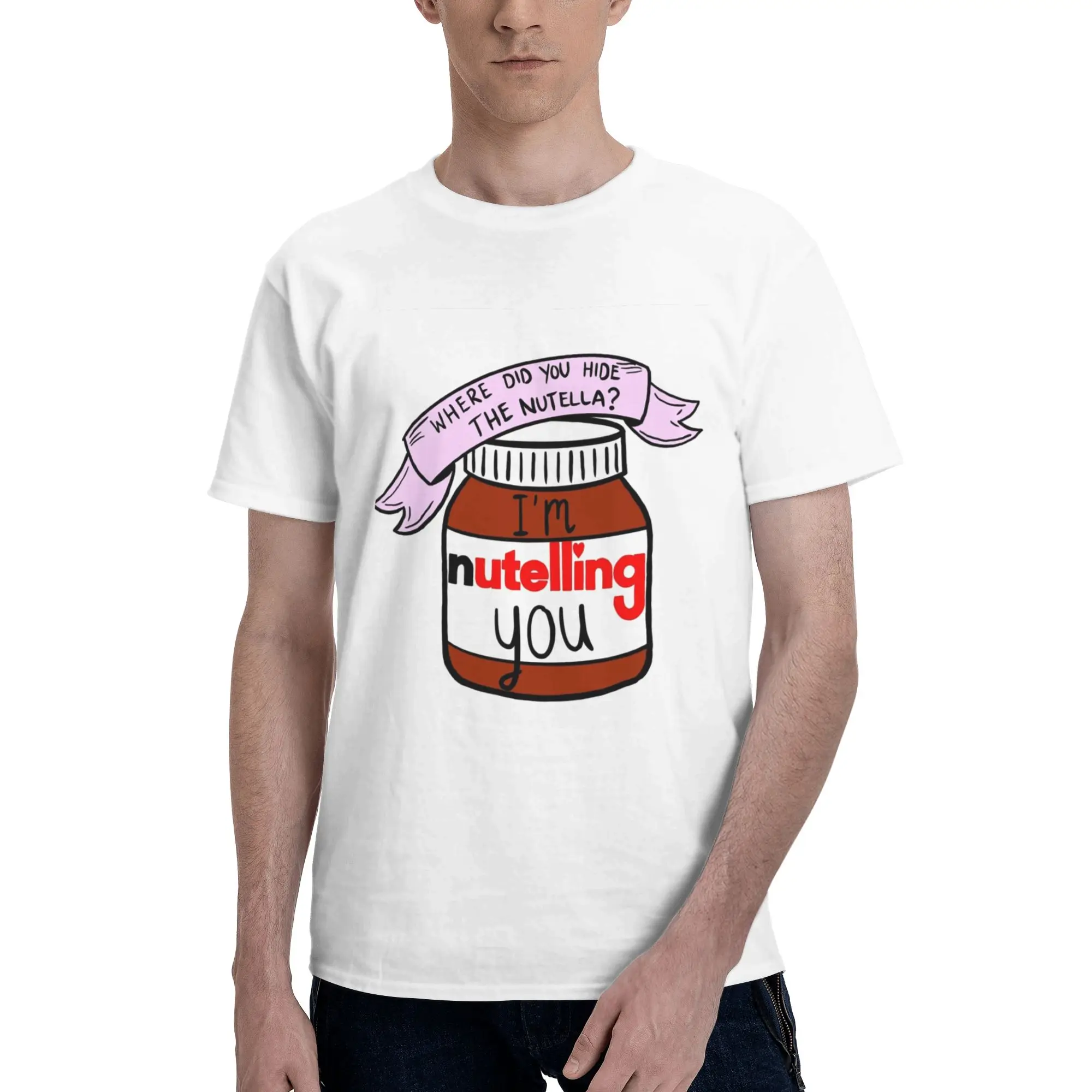 

Nutella футболка из 100% хлопка, мужские футболки большого размера, мужские футболки с круглым вырезом и коротким рукавом, S-6XL