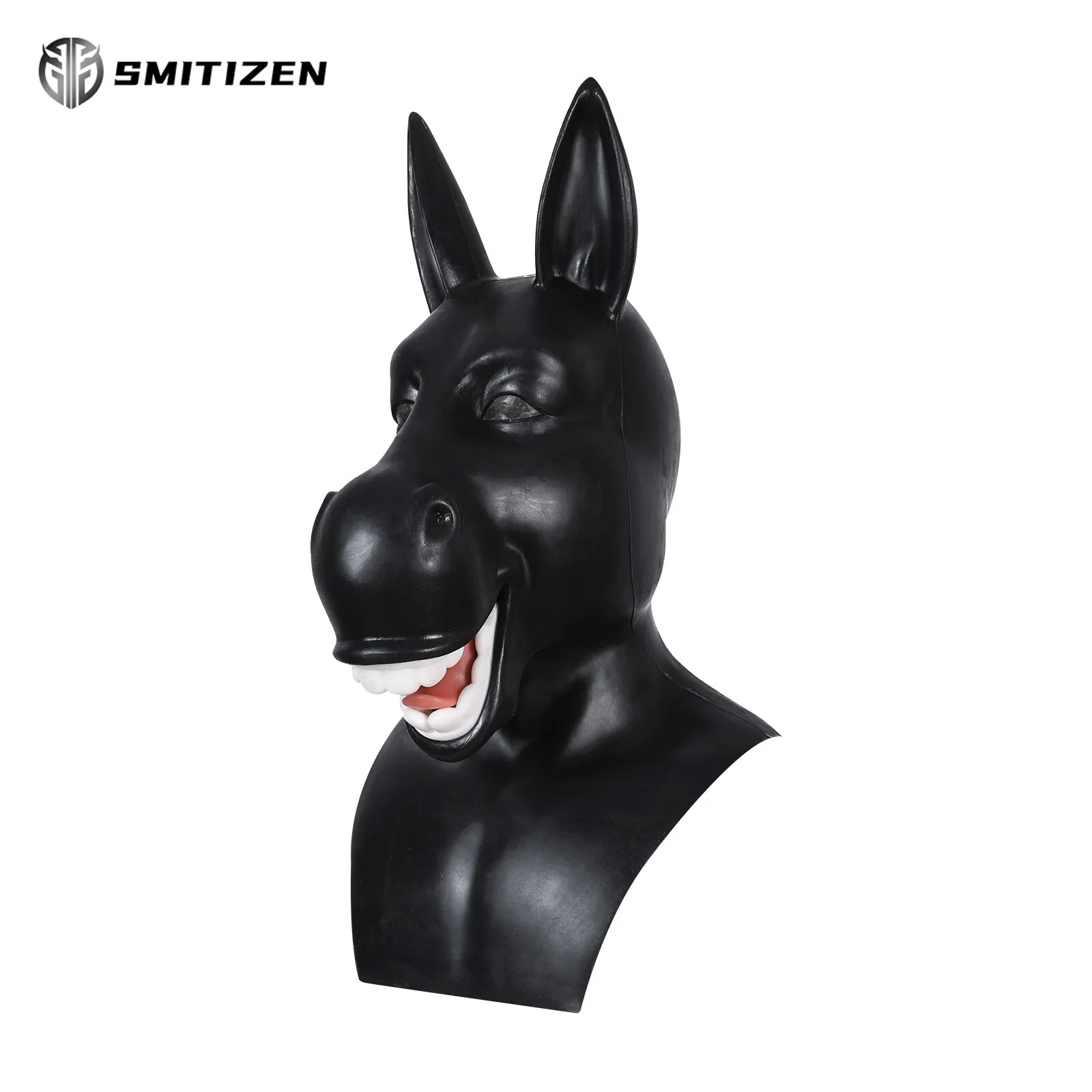 Smitizen Silicone Black Donkey Mask Animal Full Headwear for Halloween Party Cosplay