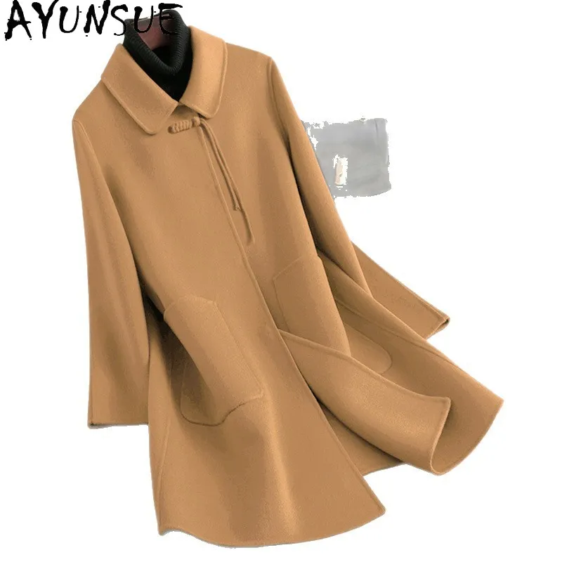 

AYUNSUE 80% Wool Coat Women 2025 Winter Clothes Elegant Jackets for Woman Woolen Coat Mid-length Trench Coats Jaqueta Feminina