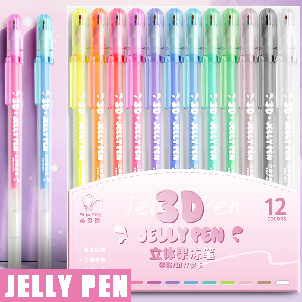 12 pz smalto 3D penna a inchiostro Gelly Roll penne Gel 1mm audace scintillante scrittura colorata per Lettering disegno decorare Journaling regalo fai da te