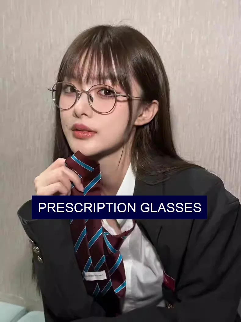 

ELECCION Korean Luxury Titanium Myopia Optical Prescription Glasses Women Fashion Female Round Rim Frame Wiht Diopter Brand EP