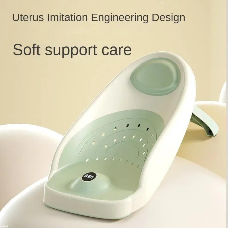 Baby Bather Baby Bath Support for Bathtub Infant Bathtub Shower Seat with Drain Holes & Temperature Sensing for Newborn Babies