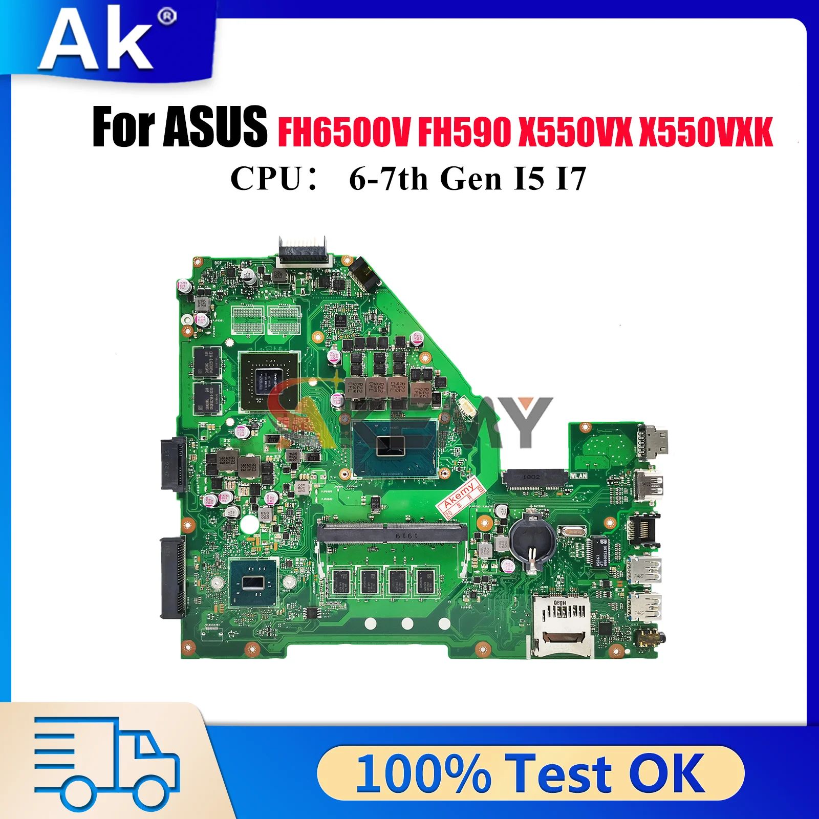 

X550VX Материнская плата для ноутбука ASUS VivoBook X550V X550VX FH6500V X550VXK VX50V FH5900 K550VX W50V Материнская плата с процессором I5 I7 stk