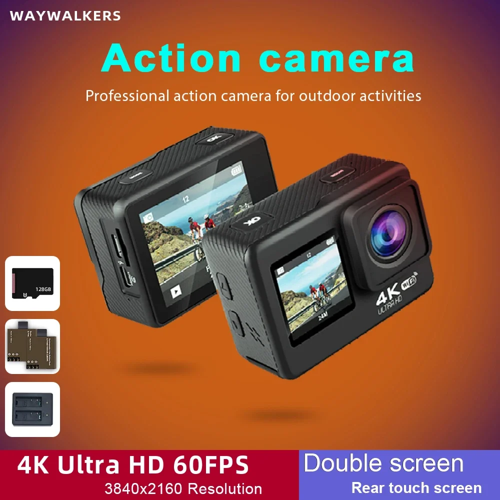 

Новая экшн-камера 4K 30 кадров в секунду, Wi-Fi с дистанционным управлением, двойной экран, водонепроницаемый шлем, запись видео, спортивные камеры, рекордер