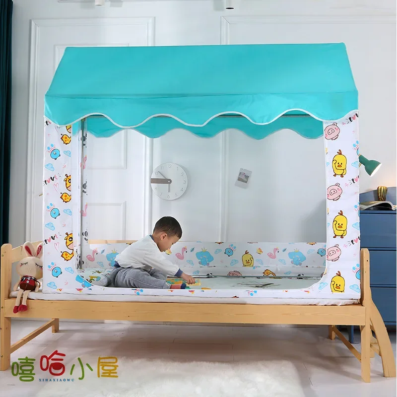 House Shape Installed Bed Mosquito Net Dust-proof Top Shading Curtain Doul-use Play House Bed Canopy Tents Children Kids Bedroom