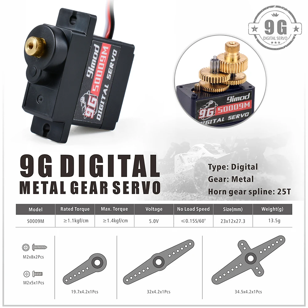 9imod 9g 17g 15kg Servo Motor High Speed Steering RC Servo Metal Gear Servo for 1/10 1/12 1/18 1/24 RC Car Short Course Truck