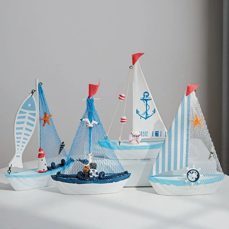 

Mediterranean Style Handmade Sailboat Statue Sailing Theme, Home Office Desktop Decoration, Boat Decorations, Gifts