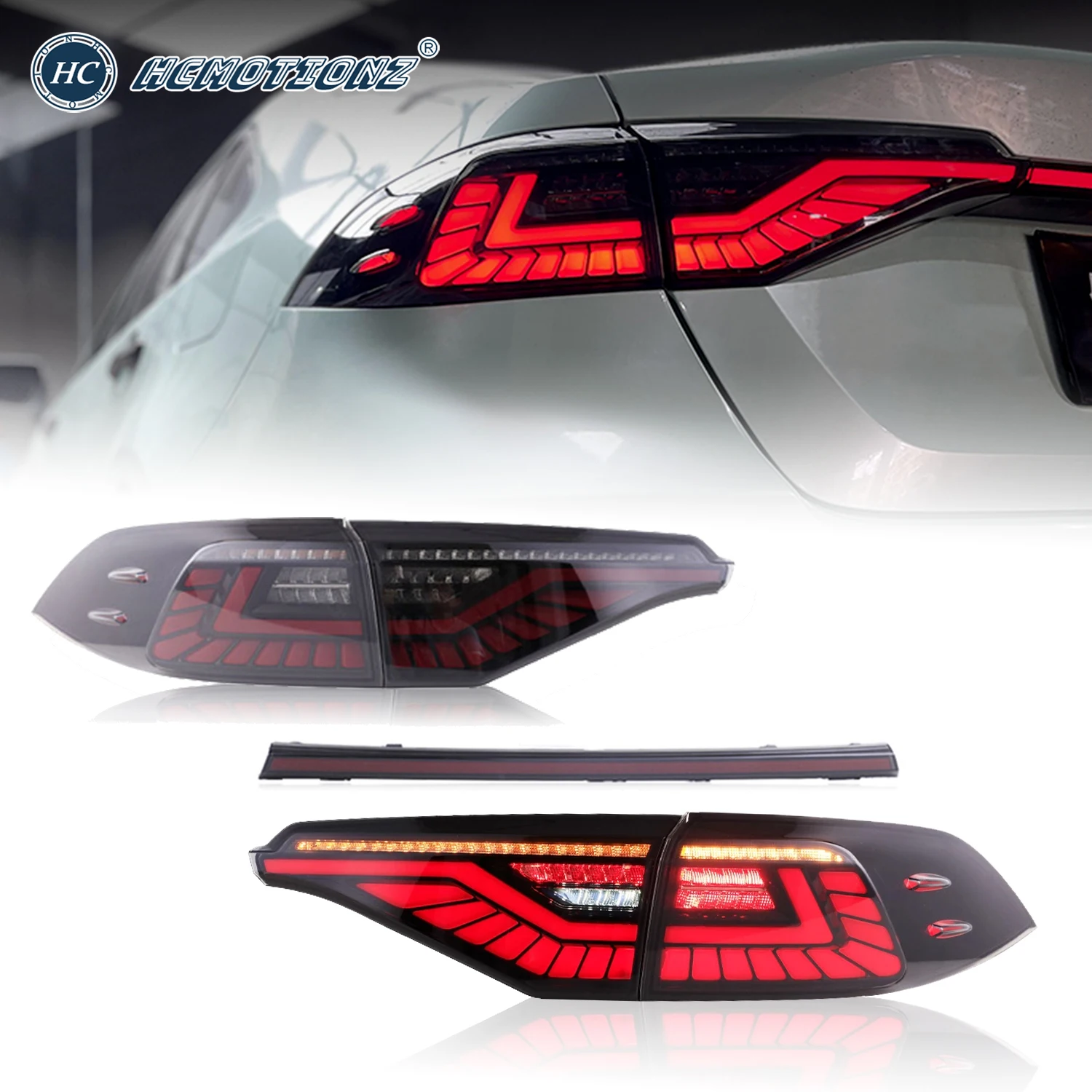 

HCMOTIONZ Car LED Back Lamps 2020 2021 2022 with Spoiler DRL Tail Lights Assembly for Toyota Corolla Middle East Edition