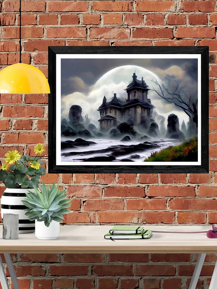 

DIY-5D Diamond Painting Creepy Ghost House Splicing Set Full Diamond Embroidery Mosaic Picture Off